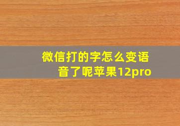 微信打的字怎么变语音了呢苹果12pro