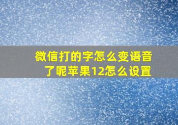 微信打的字怎么变语音了呢苹果12怎么设置