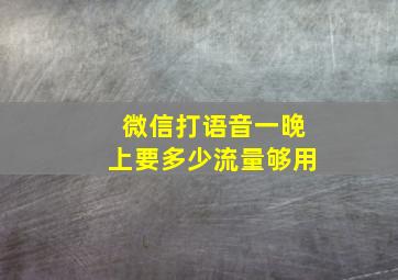 微信打语音一晚上要多少流量够用