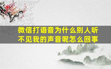 微信打语音为什么别人听不见我的声音呢怎么回事