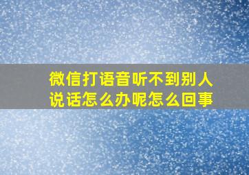 微信打语音听不到别人说话怎么办呢怎么回事