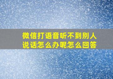 微信打语音听不到别人说话怎么办呢怎么回答