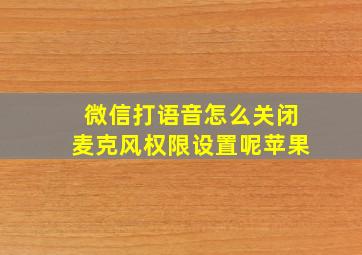 微信打语音怎么关闭麦克风权限设置呢苹果