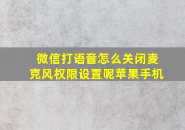 微信打语音怎么关闭麦克风权限设置呢苹果手机