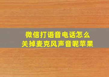 微信打语音电话怎么关掉麦克风声音呢苹果