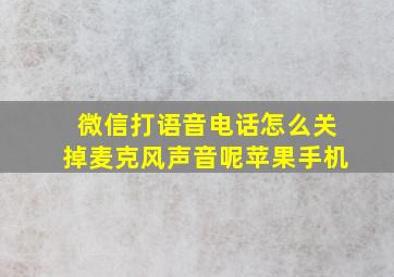 微信打语音电话怎么关掉麦克风声音呢苹果手机