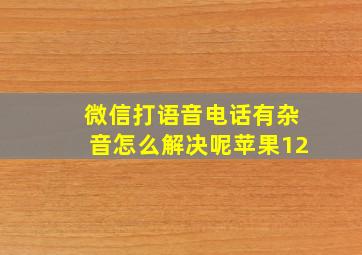 微信打语音电话有杂音怎么解决呢苹果12