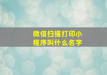 微信扫描打印小程序叫什么名字