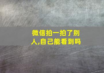 微信拍一拍了别人,自己能看到吗