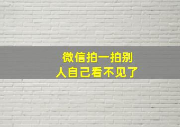 微信拍一拍别人自己看不见了