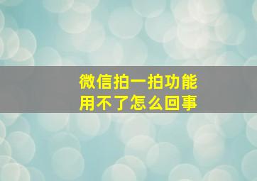 微信拍一拍功能用不了怎么回事