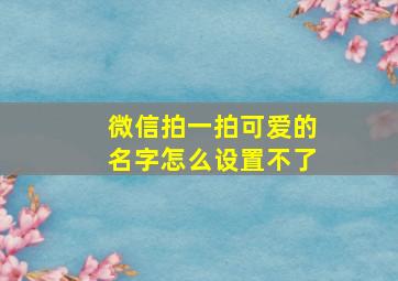 微信拍一拍可爱的名字怎么设置不了