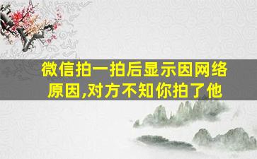 微信拍一拍后显示因网络原因,对方不知你拍了他