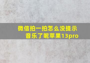 微信拍一拍怎么没提示音乐了呢苹果13pro