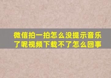 微信拍一拍怎么没提示音乐了呢视频下载不了怎么回事