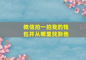 微信拍一拍我的钱包并从哪里找到他