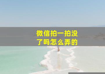 微信拍一拍没了吗怎么弄的