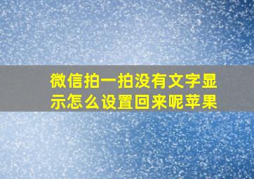 微信拍一拍没有文字显示怎么设置回来呢苹果