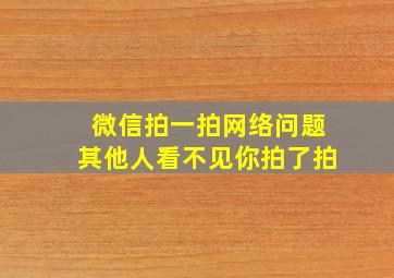 微信拍一拍网络问题其他人看不见你拍了拍