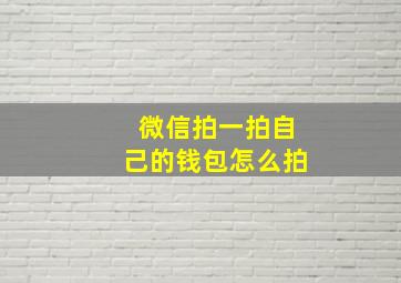 微信拍一拍自己的钱包怎么拍