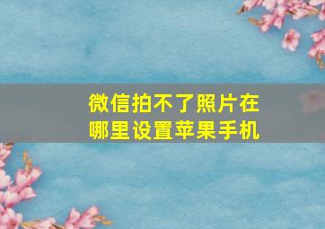 微信拍不了照片在哪里设置苹果手机