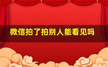 微信拍了拍别人能看见吗