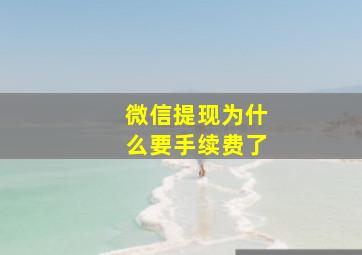 微信提现为什么要手续费了