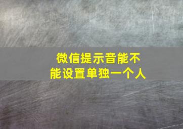 微信提示音能不能设置单独一个人