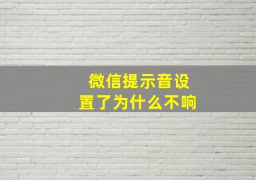 微信提示音设置了为什么不响