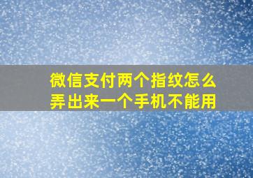 微信支付两个指纹怎么弄出来一个手机不能用