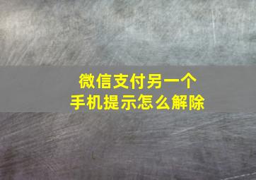 微信支付另一个手机提示怎么解除