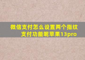 微信支付怎么设置两个指纹支付功能呢苹果13pro