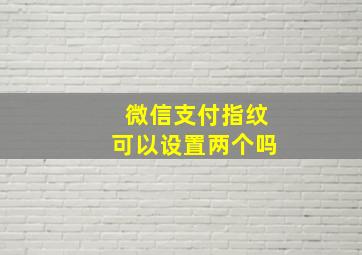 微信支付指纹可以设置两个吗