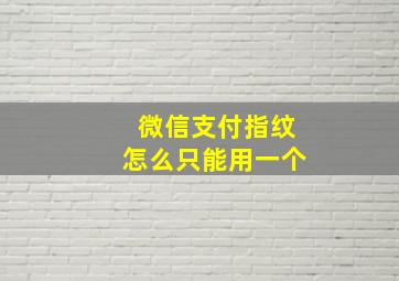 微信支付指纹怎么只能用一个