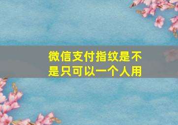 微信支付指纹是不是只可以一个人用