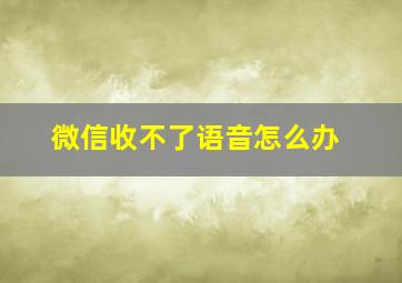 微信收不了语音怎么办