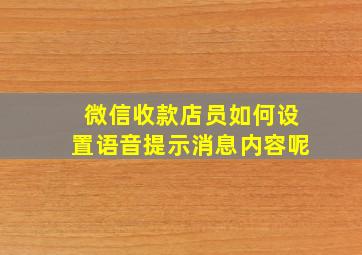 微信收款店员如何设置语音提示消息内容呢