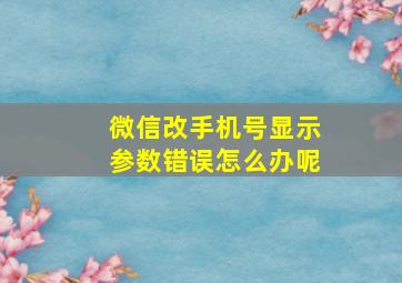 微信改手机号显示参数错误怎么办呢