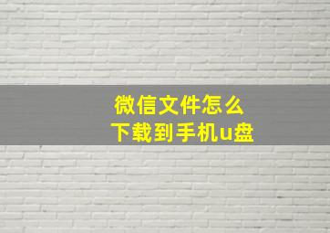 微信文件怎么下载到手机u盘