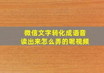 微信文字转化成语音读出来怎么弄的呢视频