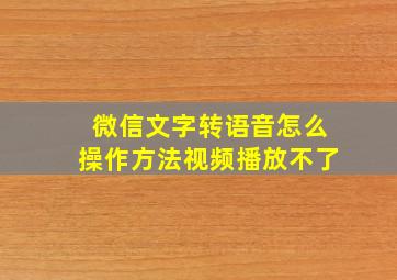 微信文字转语音怎么操作方法视频播放不了