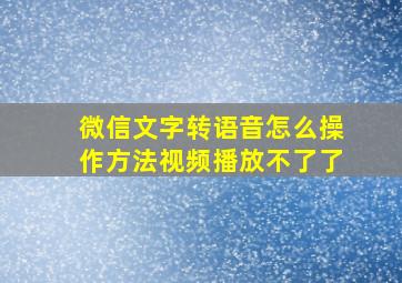 微信文字转语音怎么操作方法视频播放不了了