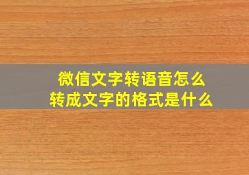 微信文字转语音怎么转成文字的格式是什么