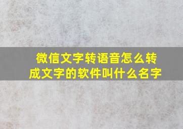 微信文字转语音怎么转成文字的软件叫什么名字