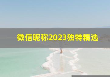 微信昵称2023独特精选