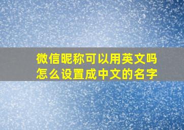 微信昵称可以用英文吗怎么设置成中文的名字