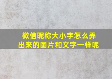 微信昵称大小字怎么弄出来的图片和文字一样呢