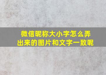 微信昵称大小字怎么弄出来的图片和文字一致呢