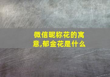 微信昵称花的寓意,郁金花是什么