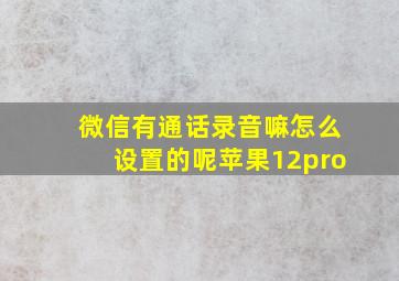 微信有通话录音嘛怎么设置的呢苹果12pro